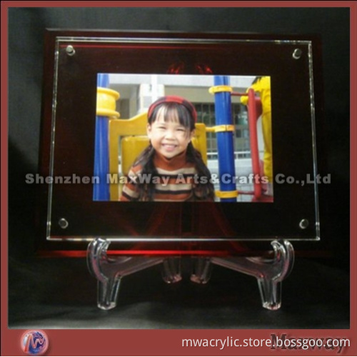 Square High Grade Freestanding Acrylic Picture Frame Photo Frame with Shelf